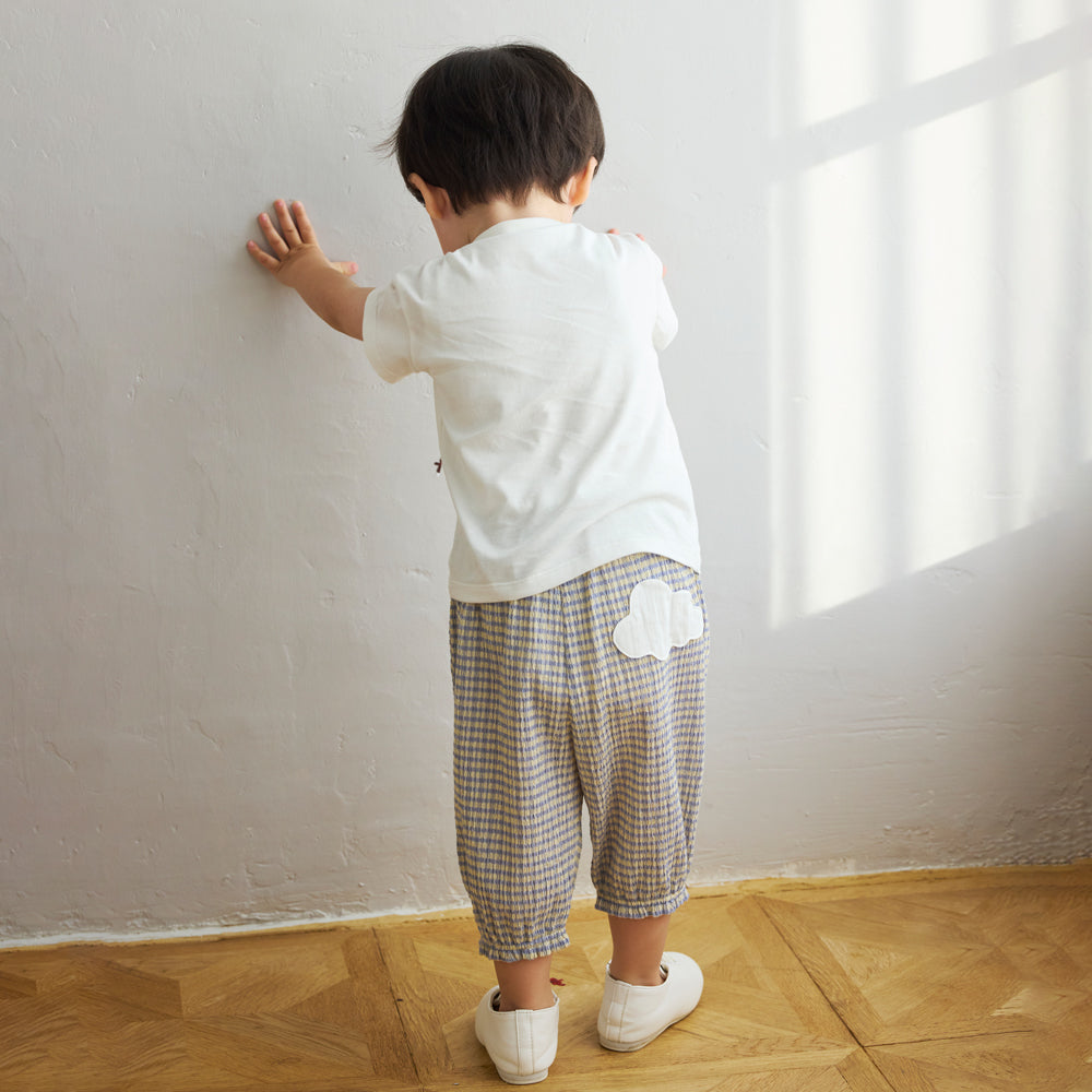 雲ポケットギンガムチェックバルーンパンツ レッド 70-80・80-90・90-100・100-110cm