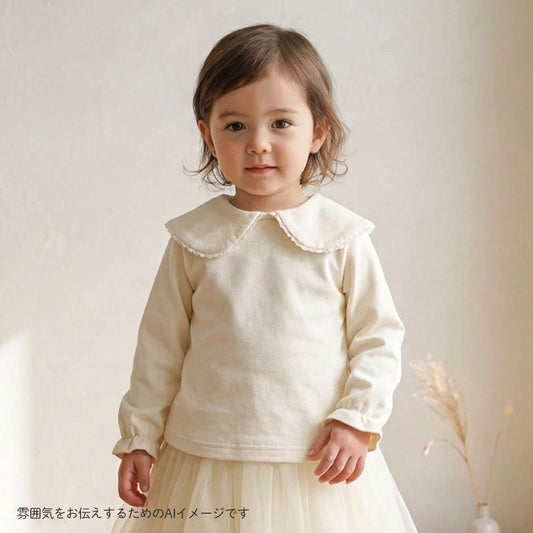 レース丸襟プルオーバー クリーム 80cm・90cm・100cm・110cm / ベビー服