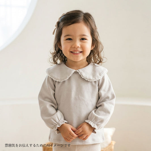レース丸襟プルオーバー グレー 80cm・90cm・100cm・110cm / ベビー服