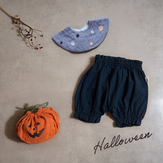 ハロウィンギフト ビブ&ブルマ ブルー+かぼちゃ巾着