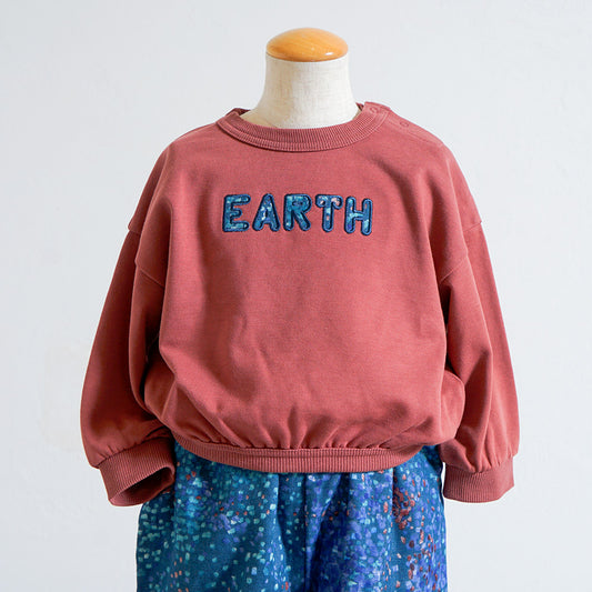 EARTH刺繍トップス ブラウン 80・90・100cm