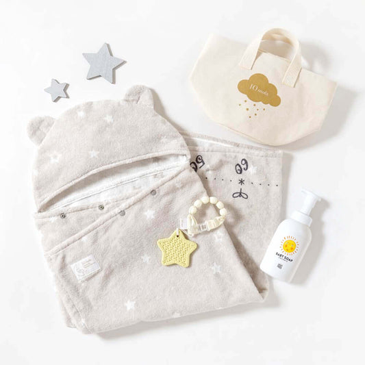帆布BAGギフト バスポンチョ&全身泡せっけん(MammaBaby) / 出産祝い 名入れ刺繍可