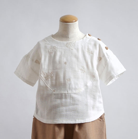 刺繍Wガーゼヨークブラウス minori ホワイト 100cm・110cm