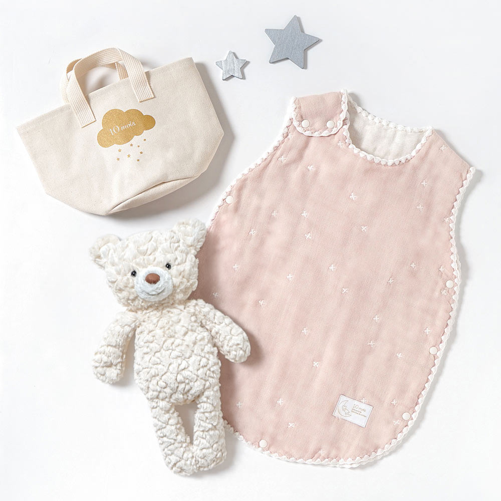 帆布BAGギフト　スリーパー・ぬいぐるみセット　クリームベアM  / 出産祝い