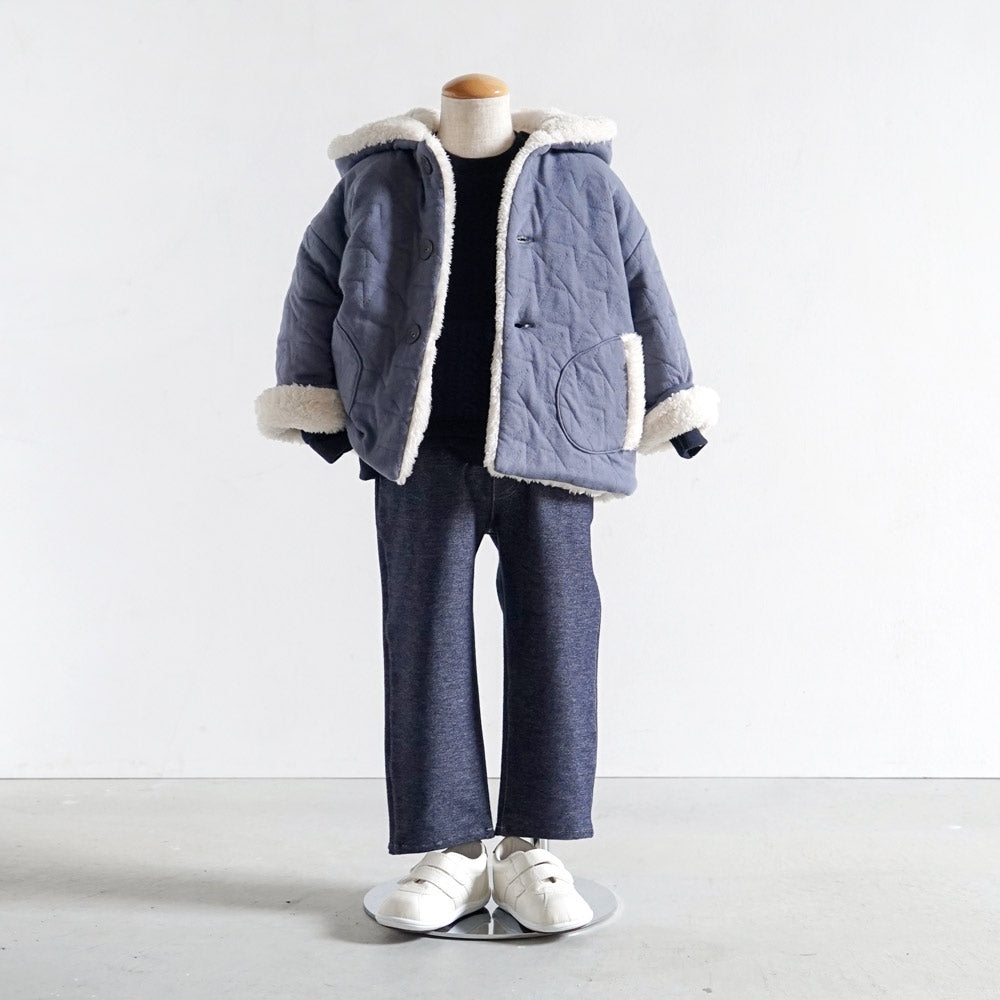starキルト 耳つきコート　ブルー　70-80cm  / ギフト包装不可