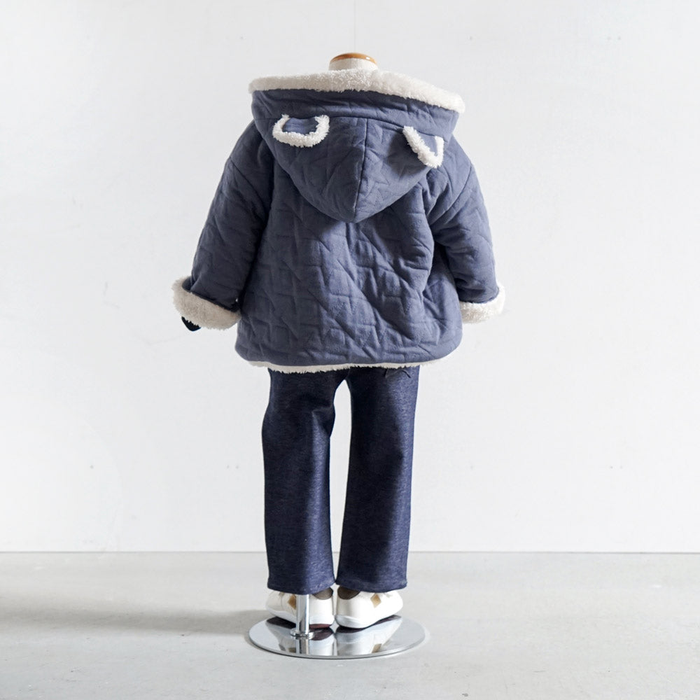 starキルト 耳つきコート　ブルー　70-80cm  / ギフト包装不可