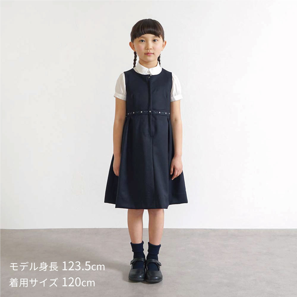 お受験服 ジャンパースカート ネイビー　刺繍入り　 100cm・110cm・120cm