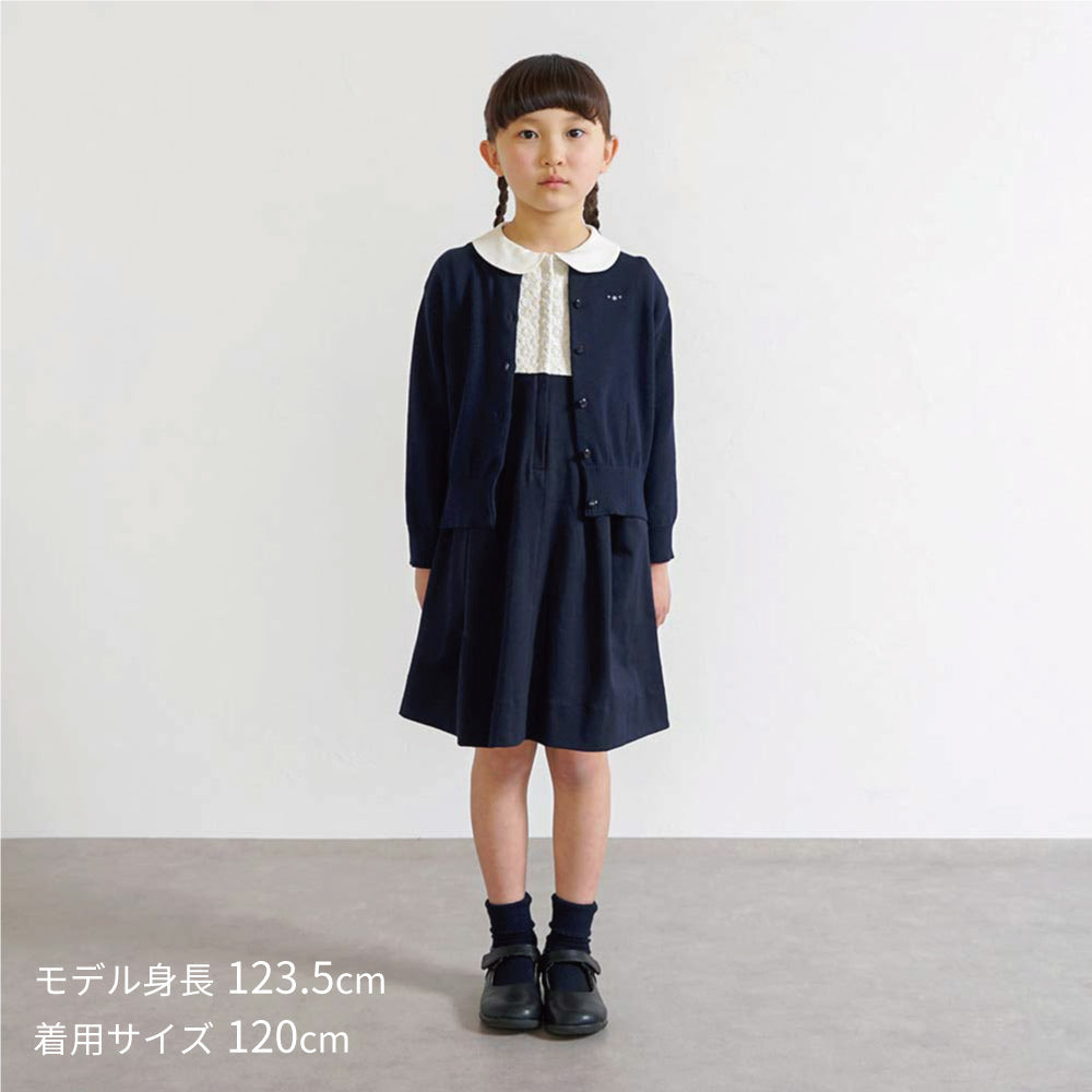 お受験服 エンブロイダリー フラワー ワンピース ネイビー 90・100・110・120cm