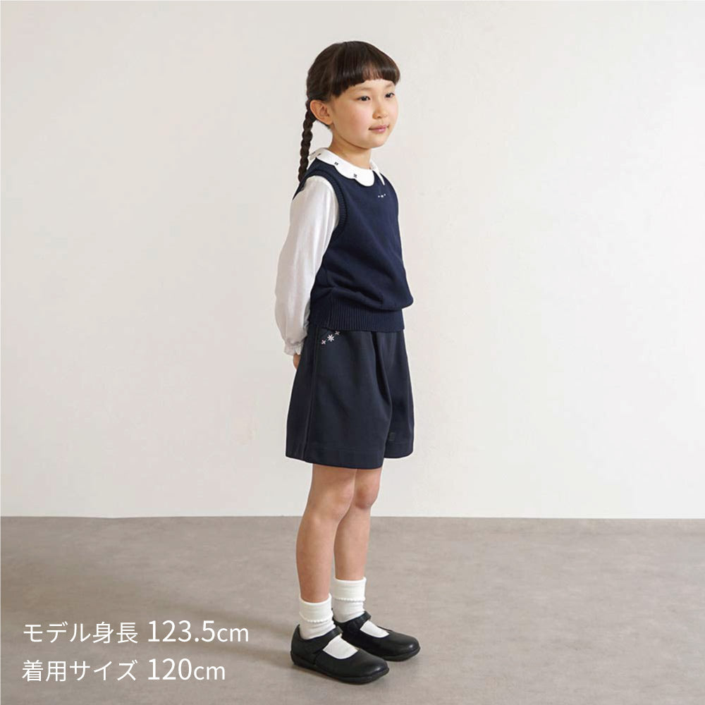 お受験服 フラワー刺繍キュロット ネイビー 90・100・110・120cm