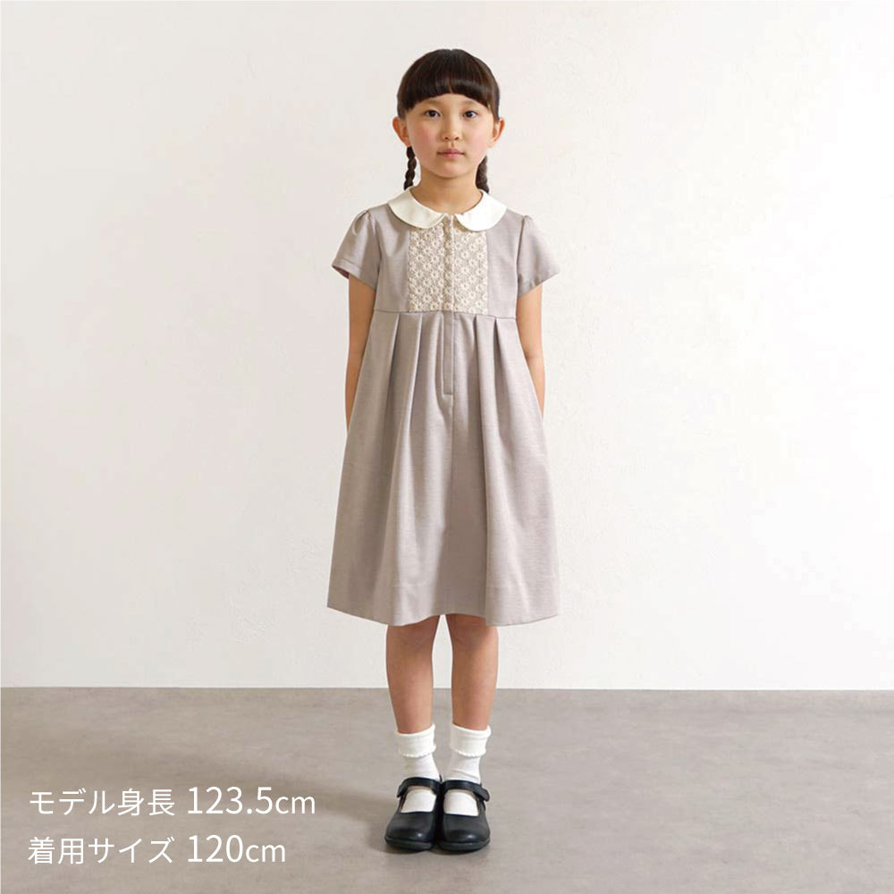 お受験服 エンブロイダリー フラワー ワンピース ベージュ 90・100・110・120cm