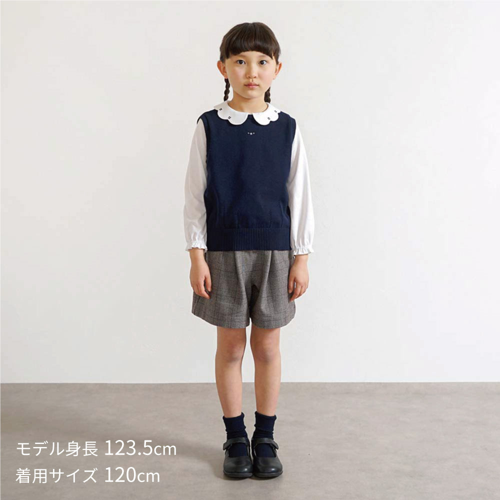 お受験服 フラワー刺繍キュロット ベージュブラウン 90・100・110・120cm