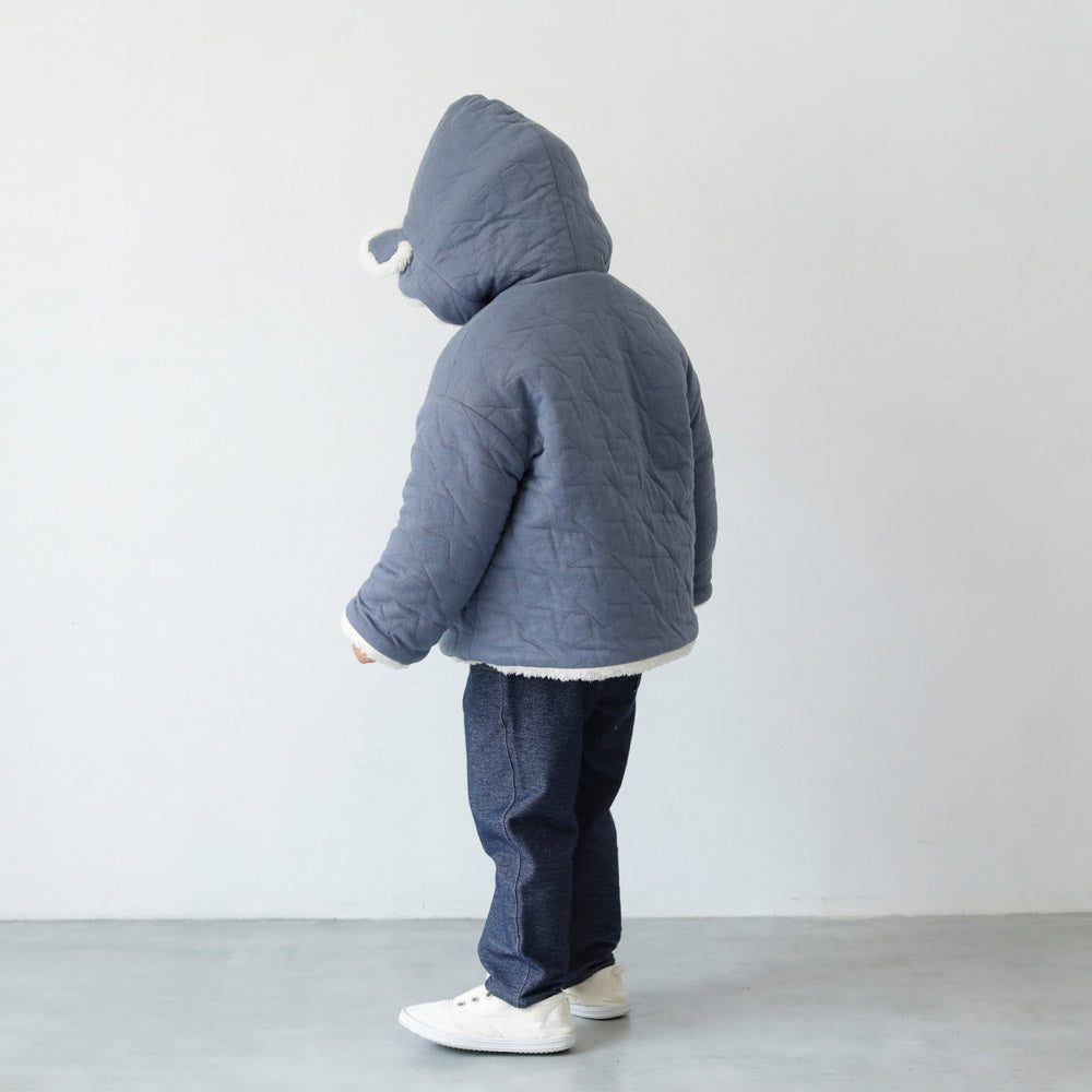starキルト 耳つきコート　ブルー　70-80cm  / ギフト包装不可