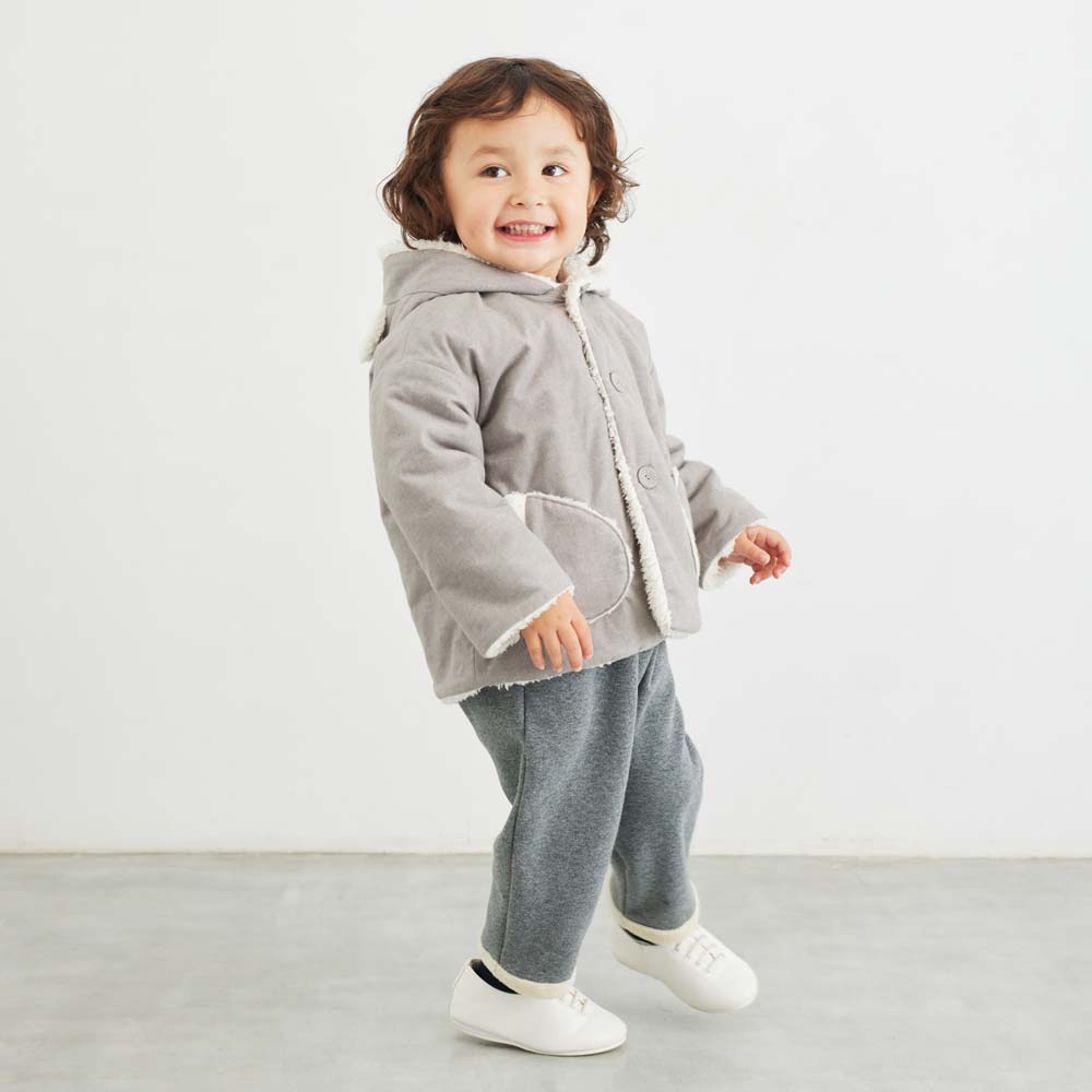 くま耳コート グレー　70-80cm・80-90cm・90-100cm