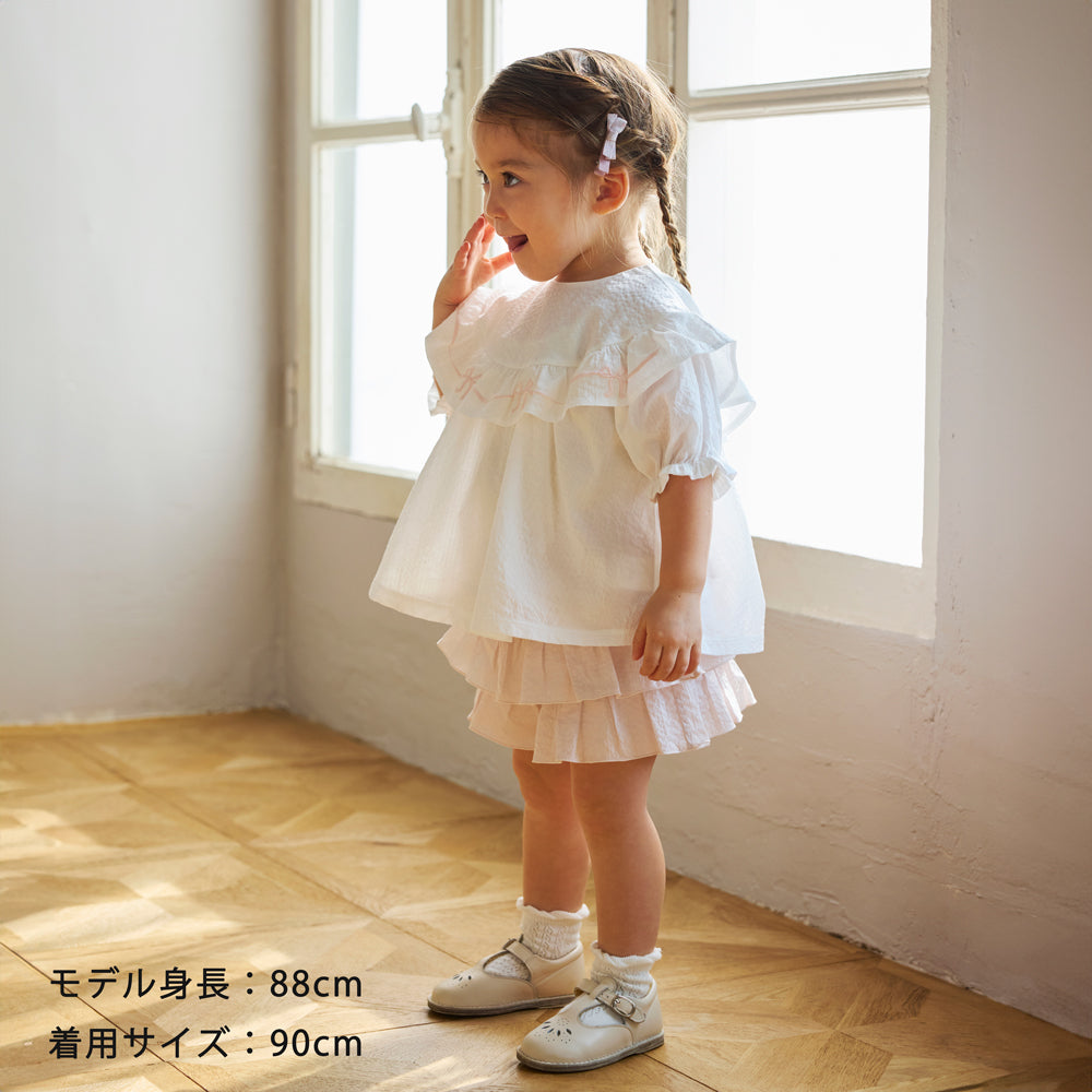 フリルティアードパンツ ペールピンク 80cm  / ギフト包装不可