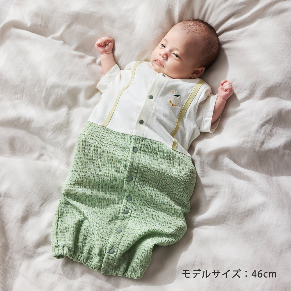 アヒル刺繍2wayドレス イエローグリーン 50-70cm / ツーウェイオール