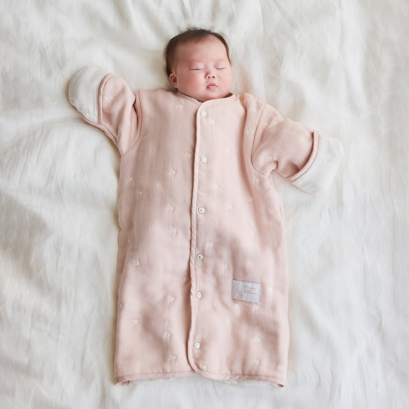 6wayスリーパーmini シェルピンク ふくふくガーゼ(6重ガーゼ)   / 名入れ刺繍可