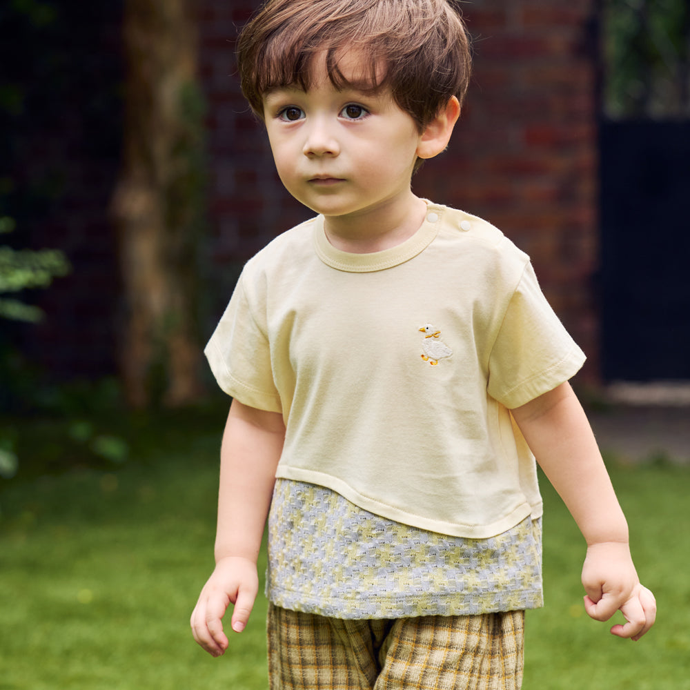 アヒル刺繍Tシャツ イエロー 80・90・100・110cm