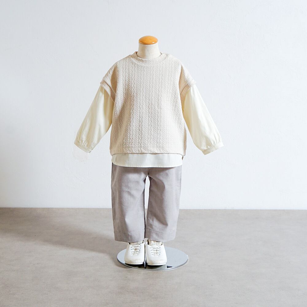 ケーブルニットコンビトップス アイボリー 80・90・100・110cm