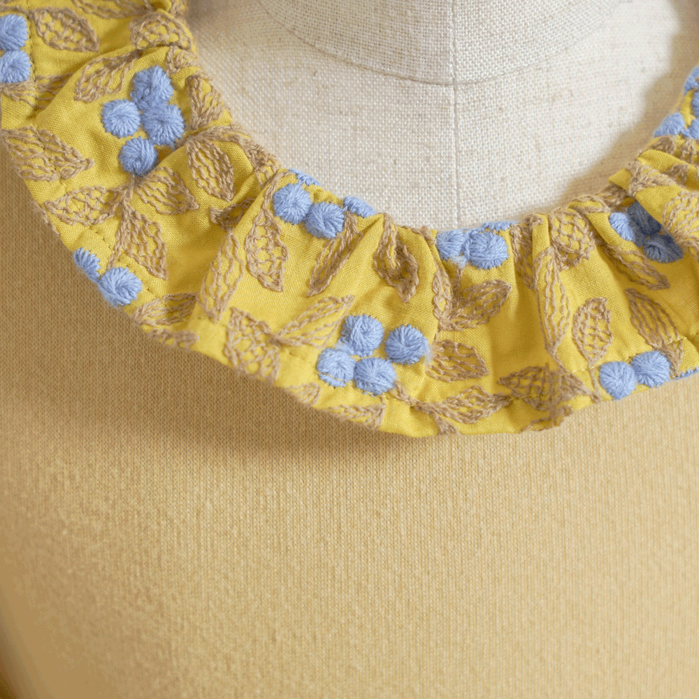 オーガニックコットンベリー刺繍襟ボディオール ブルーベリー 70cm・80cm