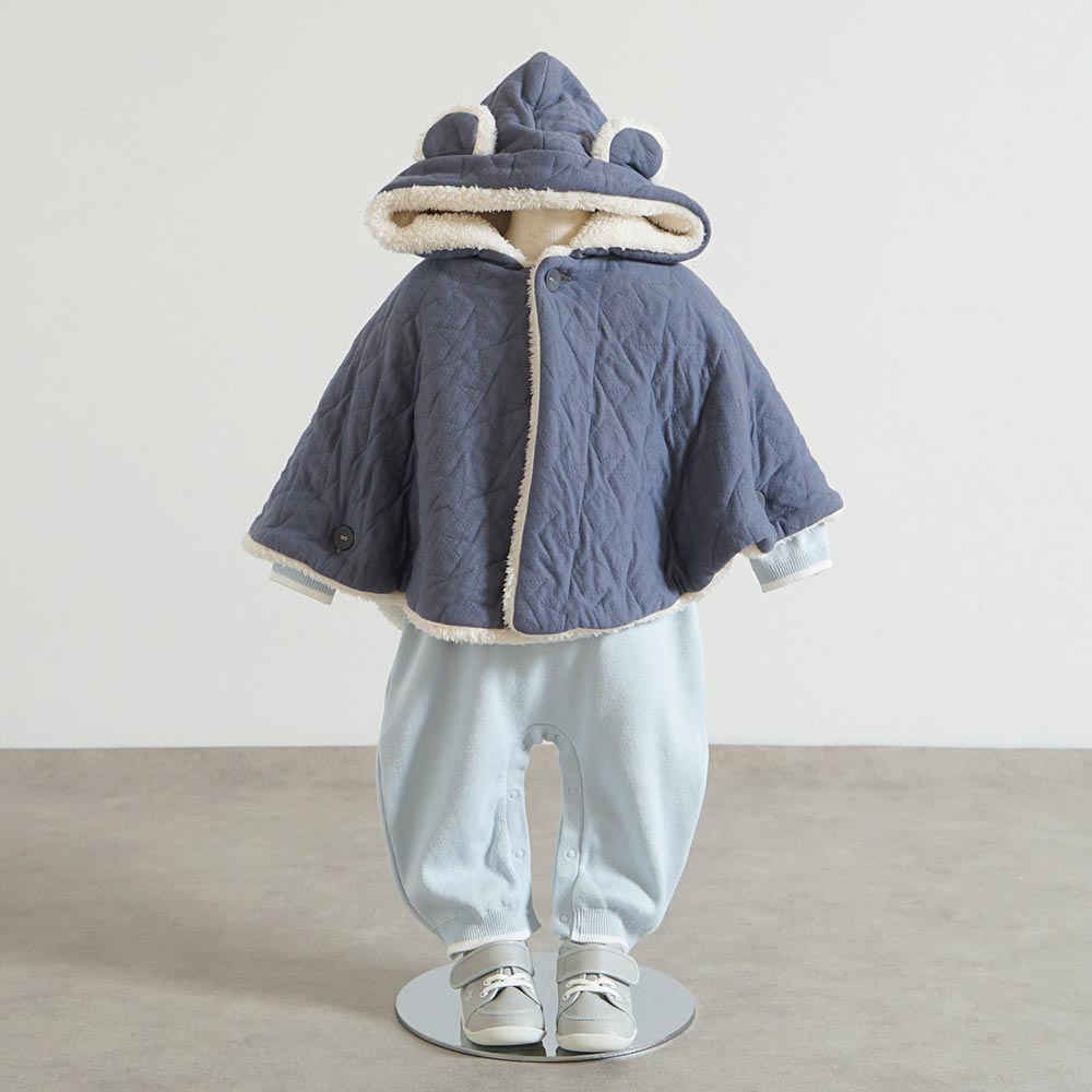 フェザーコットンcloudニットロンパース パウダーブルー70cm・80cm