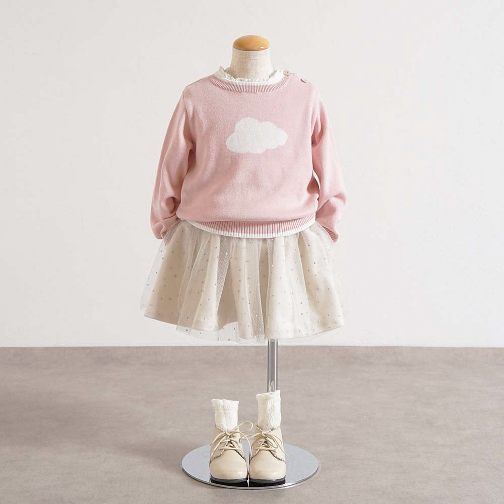 フェザーコットンcloudニットプルオーバー パウダーピンク 80・90・100・110cm