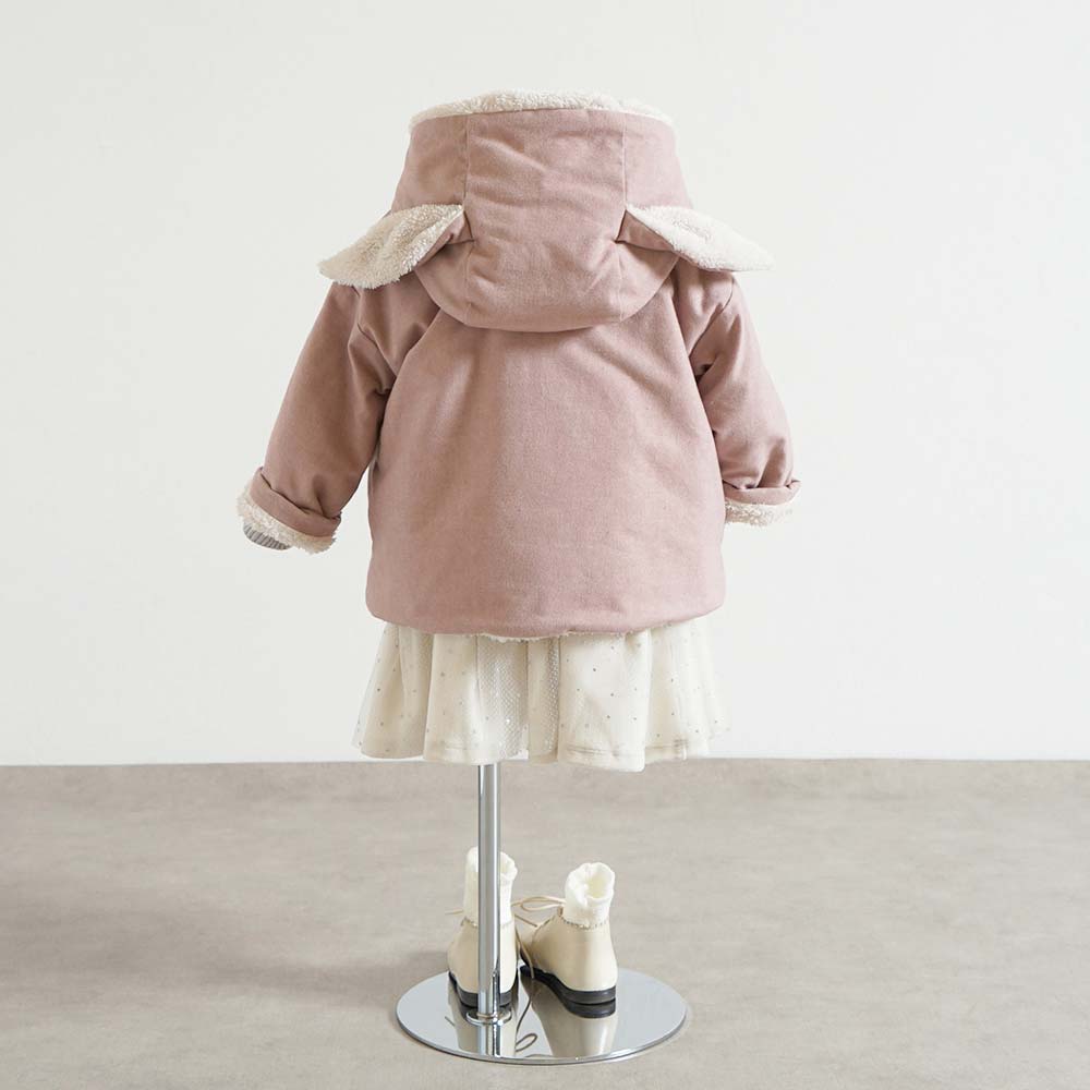 うさぎ耳コート ピンク　70-80cm・80-90cm・90-100cm