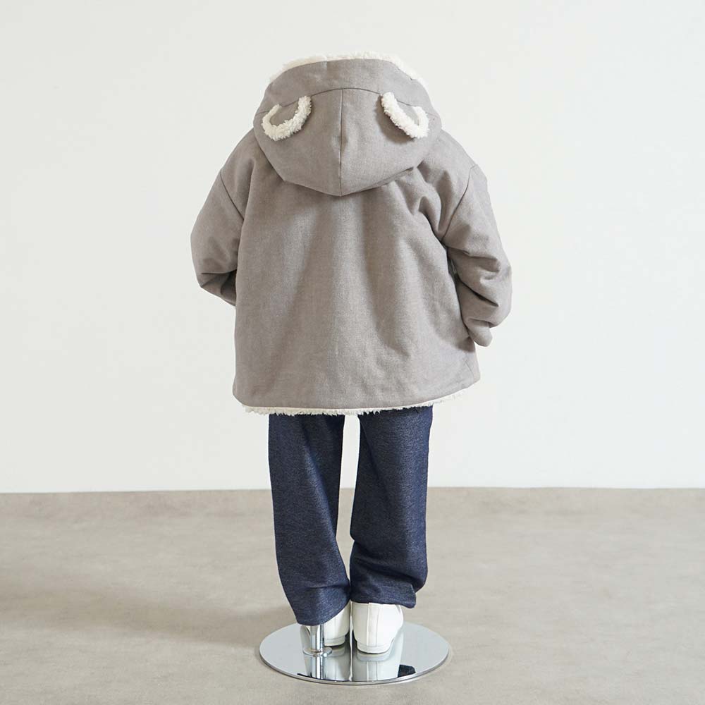 くま耳コート グレー　70-80cm・80-90cm・90-100cm