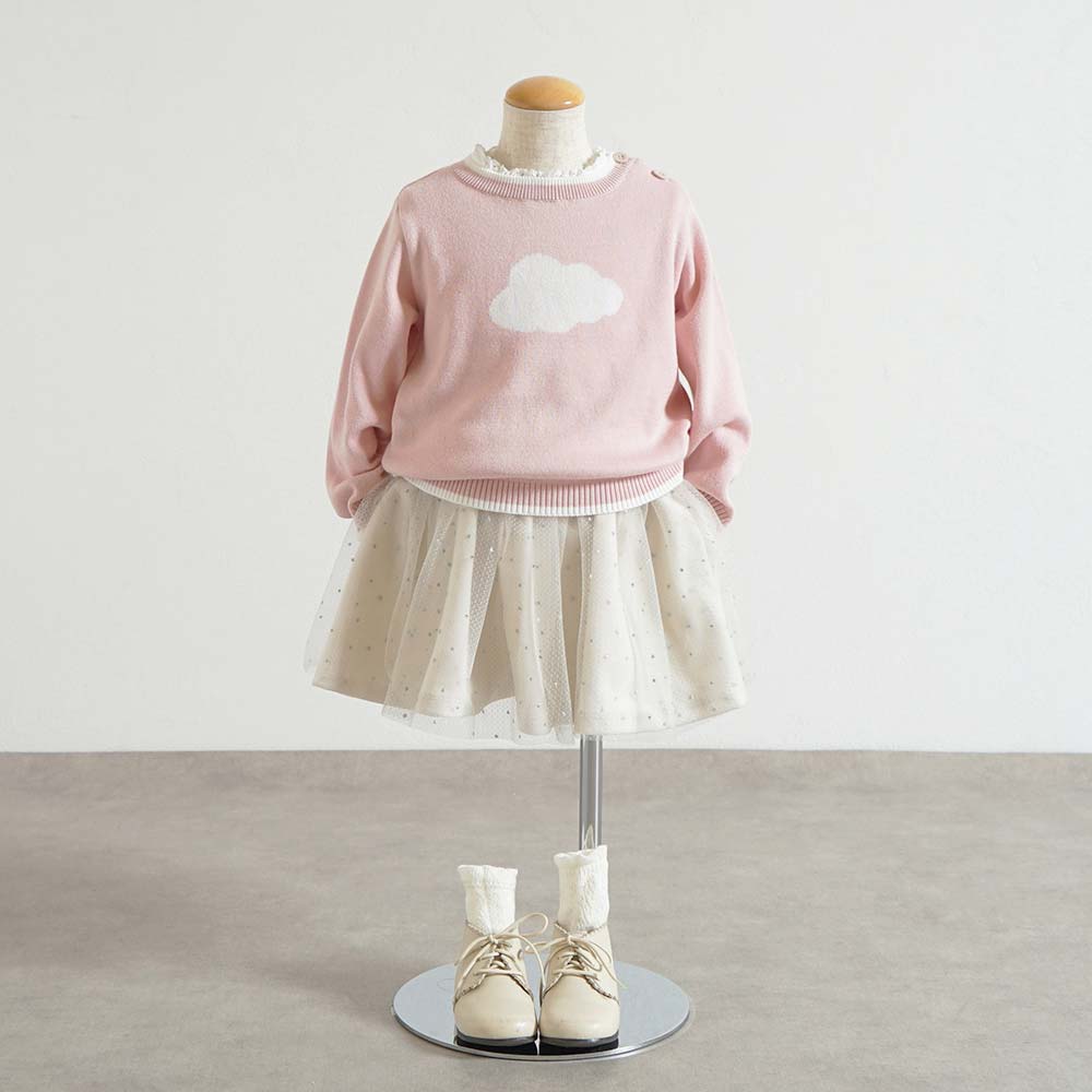 星チュールベロアキュロットパンツ ライトグレー 80-90cm・90-100cm