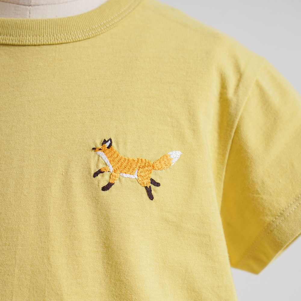 きつね刺繍 コンビTシャツ イエロー 110cm / ラスト1点