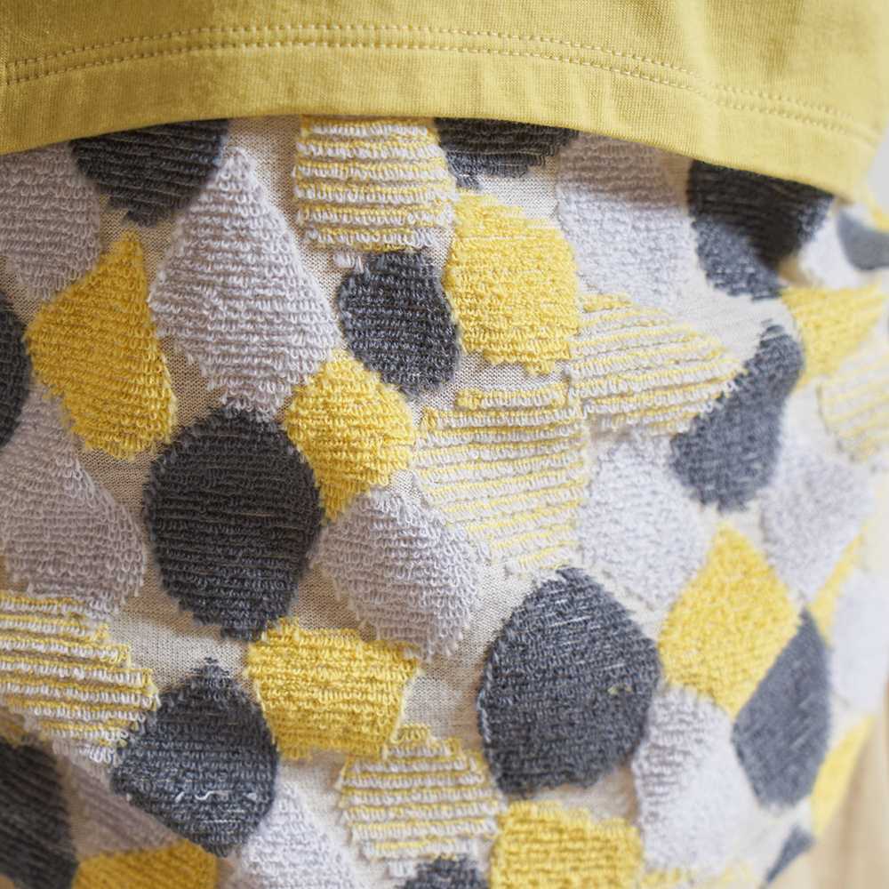 きつね刺繍 コンビTシャツ イエロー 110cm / ラスト1点