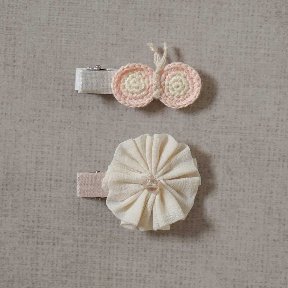 ちょうちょ ヘアクリップセット ピンク