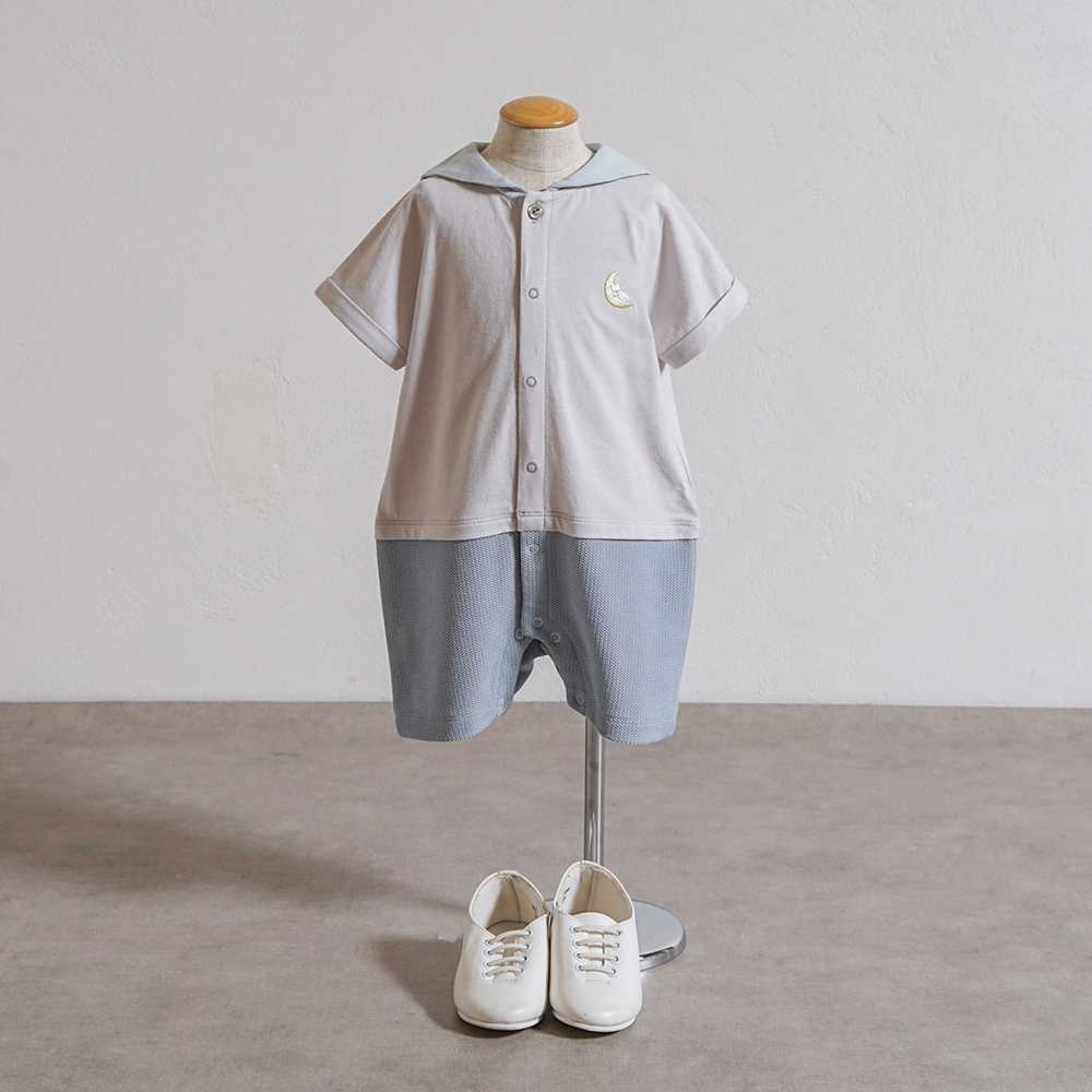 セーラー配色 ロンパース　ライトグレー　70cm・80cm