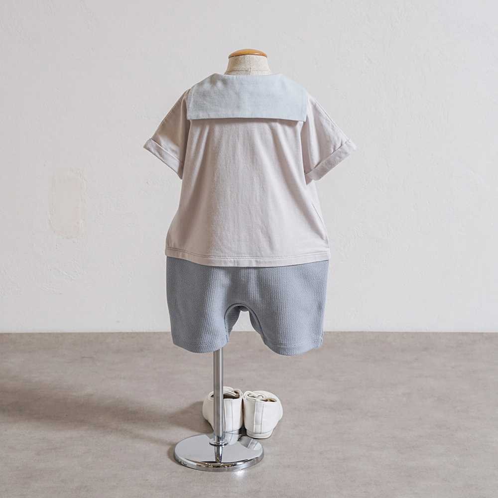 セーラー配色 ロンパース　ライトグレー　70cm・80cm