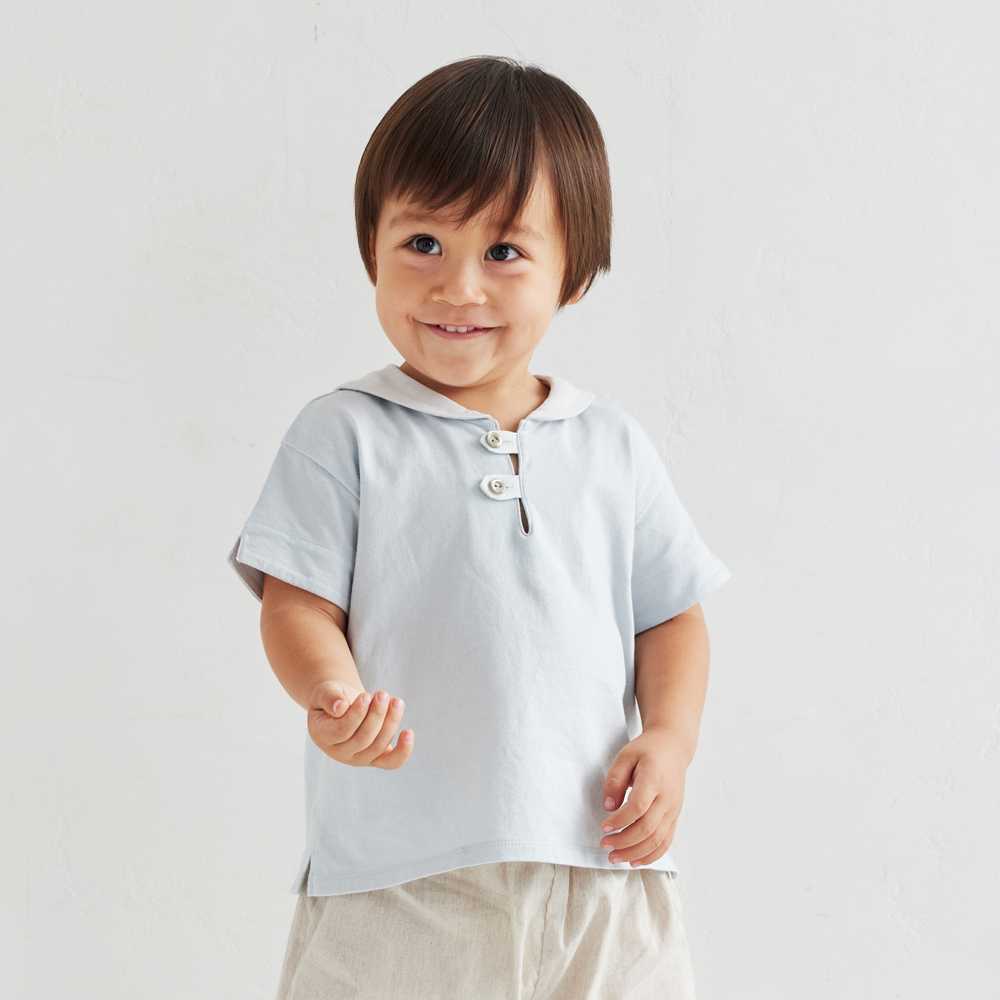 セーラー配色 Tシャツ　ライトブルー　80cm・90cm・100cm・110cm