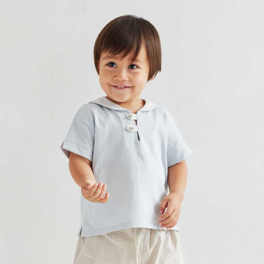 セーラー配色 Tシャツ　ライトブルー　80cm・90cm・100cm・110cm