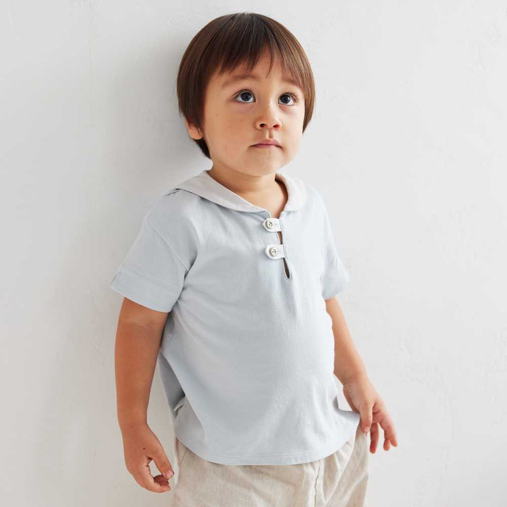 セーラー配色 Tシャツ　ライトブルー　80cm・90cm・100cm・110cm