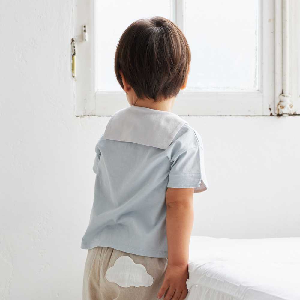 セーラー配色 Tシャツ　ライトブルー　80cm・90cm・100cm・110cm