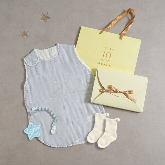 1万円ぴったり　出産祝いギフトセット　ブルー/ 名入れ刺繍可 スリーパー