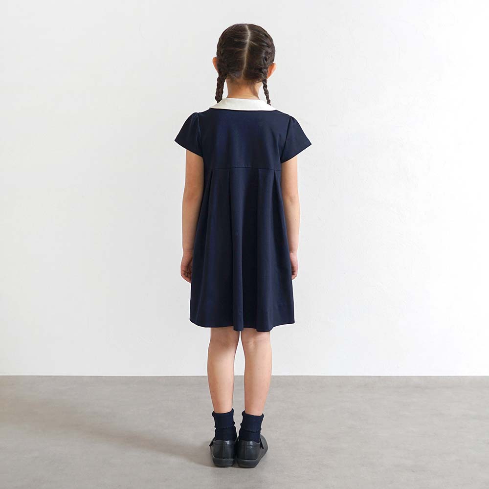 お受験服 エンブロイダリー フラワー ワンピース ネイビー 90・100・110・120cm