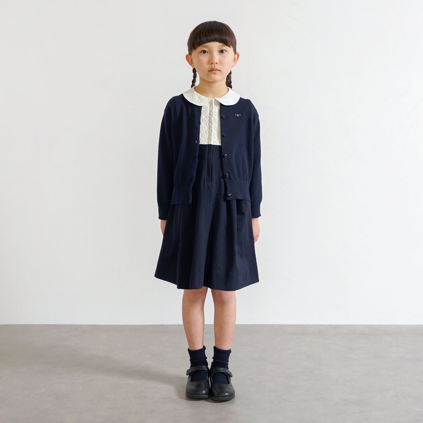 お受験 二つ折りソックス ネイビー 2足セット 14-16・16-18・18-20cm