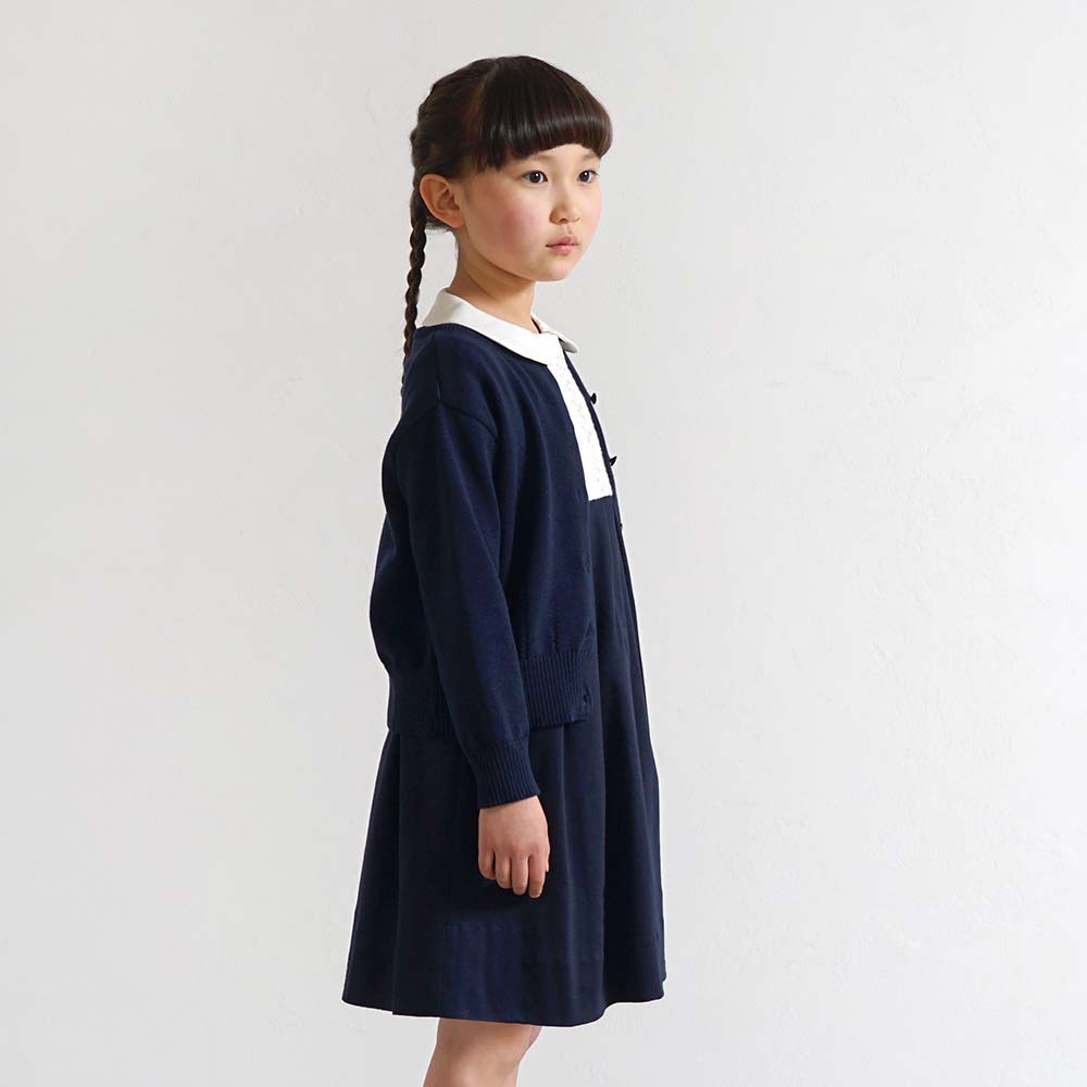 お受験服 エンブロイダリー フラワー ワンピース ネイビー 90・100・110・120cm
