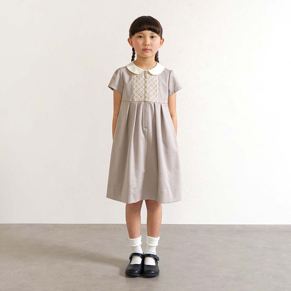お受験服 エンブロイダリー フラワー ワンピース ベージュ 90・100・110・120cm