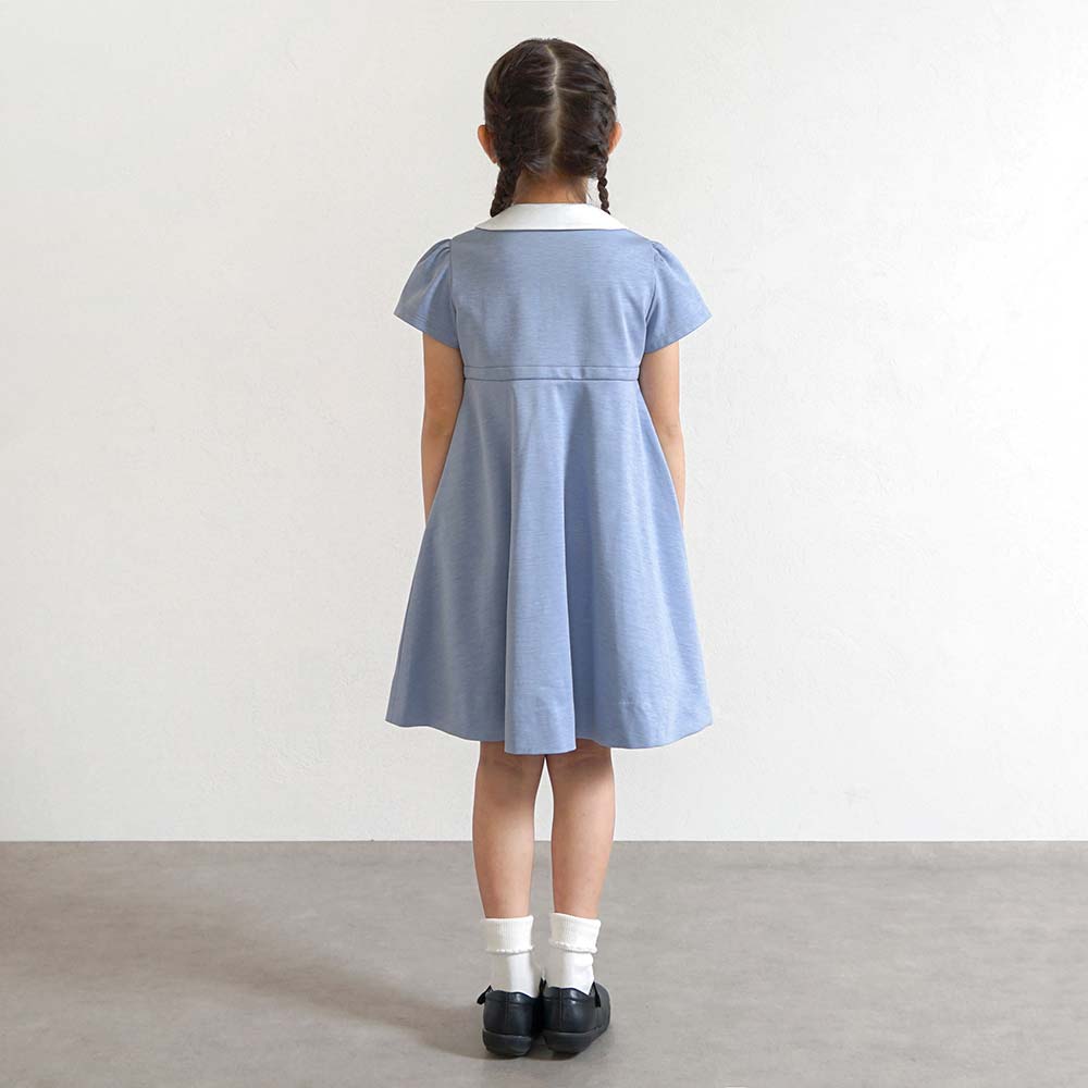 お受験服 サーキュラーフラワーワンピース サックス 90・100・110・120cm