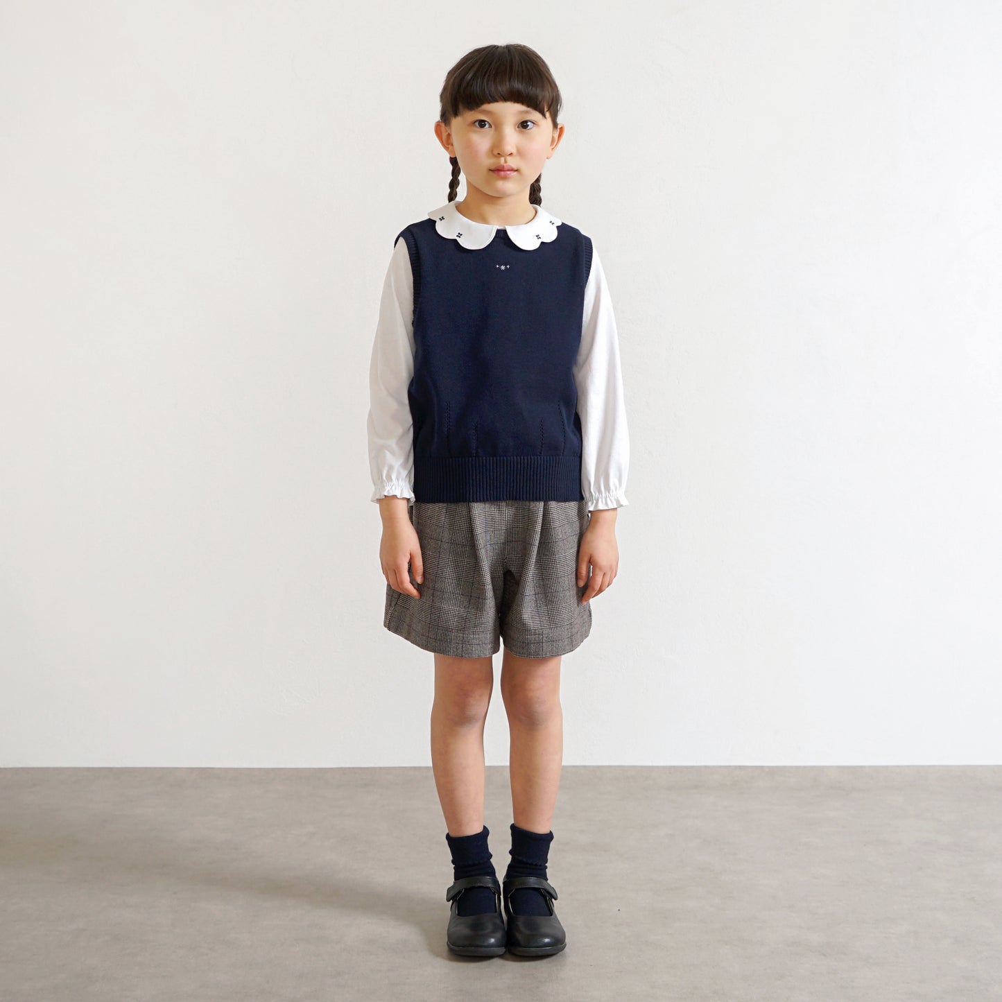 お受験 二つ折りソックス ネイビー 2足セット 14-16・16-18・18-20cm