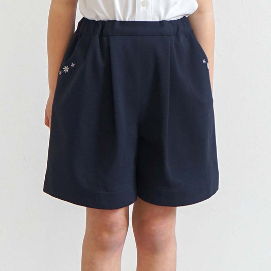 お受験服 フラワー刺繍キュロット ネイビー 90・100・110・120cm