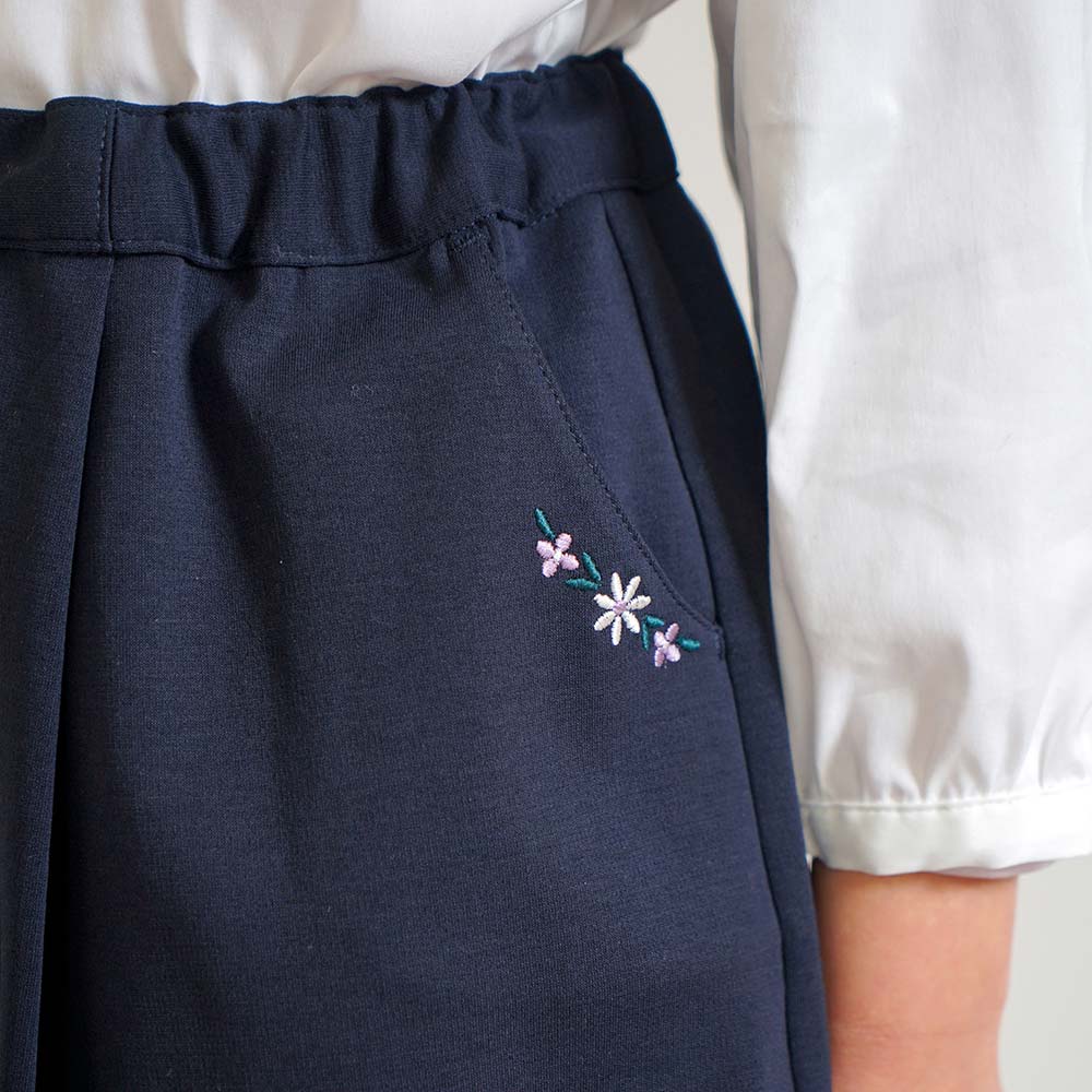 お受験服 フラワー刺繍キュロット ネイビー 90・100・110・120cm