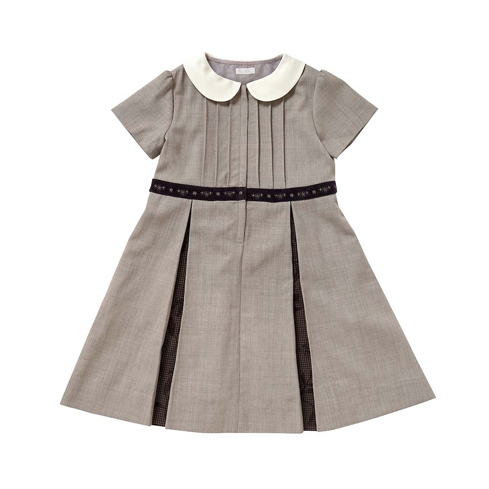 お受験服　ボックスプリーツワンピース ベージュ 100cm・110cm・120cm