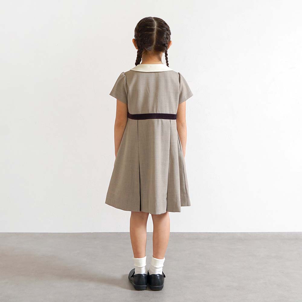 お受験服　ボックスプリーツワンピース ベージュ 100cm・110cm・120cm