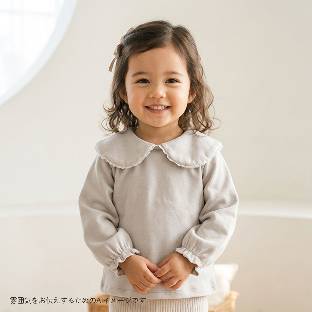 レース丸襟プルオーバー グレー 80cm・90cm・100cm・110cm / ベビー服