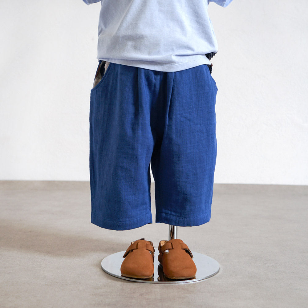 Wガーゼ 8分丈パンツ ブルー 80cm・90cm・100cm・110cm
